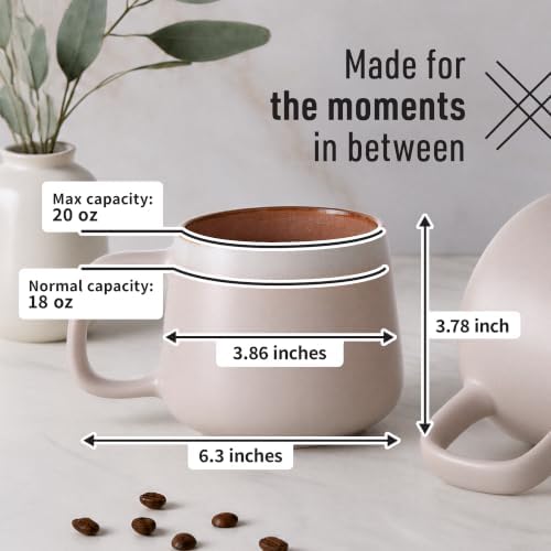 Ava Nord Large Stoneware Ceramic Coffee Mugs Set of 2 | 20 oz | Rose Sand - Image 2