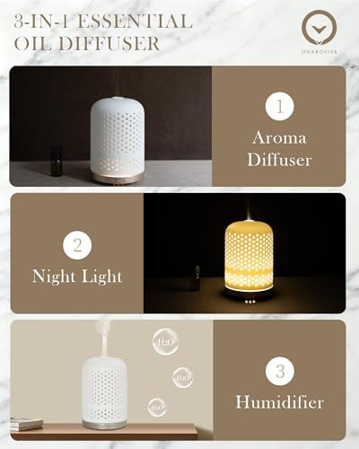 Onaboviva Essential Oil Diffuser, 2.4MHz Ultrasonic Cool Mist Aromatherapy Diffusers for Large Room, Ceramic Diffusers Decorative Aroma Diffuser, Quiet Air Diffusers for Home, Yoga, Spa, Room Decor - Image 2
