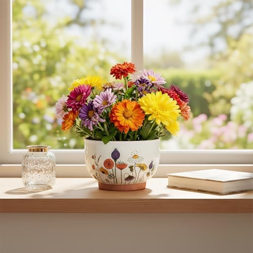 Terracotta Pots, 8+6 Inch Plant Pots, 2 Pcs with Drainage Holes - Image 4