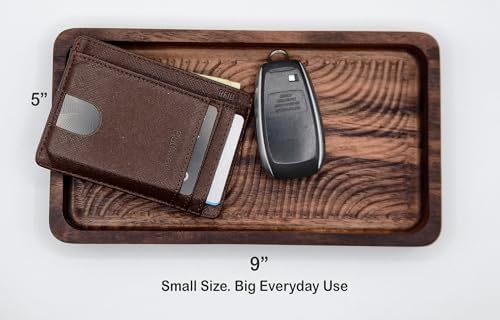 SRCraft Walnut Valet Tray for Men and Women, Wooden Catchall Organizer - Image 3