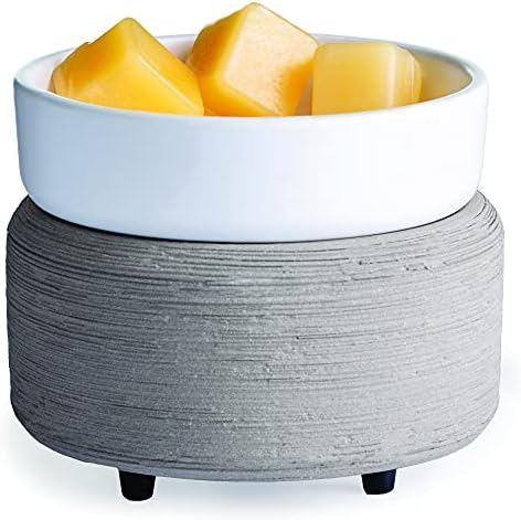 Candle Warmers ETC 2-in-1 Candle and Fragrance Warmer for Warming Scented Candles or Wax Melts and Tarts with to Freshen Room, Gray Texture by CandleWarmersEtc