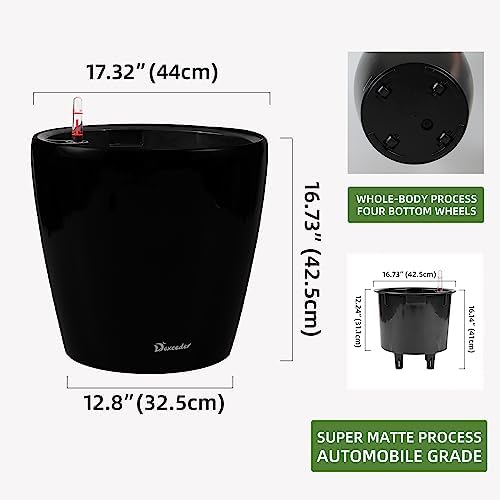 Dexceder 18x17 Self Watering Planter with Wheels (Black Matte) - Image 3