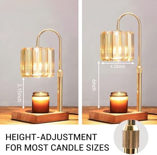 Yuichoy Candle Warmer Lamp with Timer, Dimmable Electric Candles Wamer Adjustable Height, Gifts for Women Mom, Glass Modern Candle Melter Lamp, Amber - Image 5