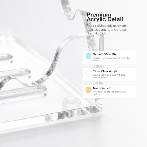 3x3 Inch Scalloped Acrylic Sticky Note Holder, Clear Cute Post It Note Dispenser, Notepad Holder with Wave Design, Thick Acrylic Desk Organizer for Office, Home, Dorm, Classroom (Crystal Clear) - Image 6