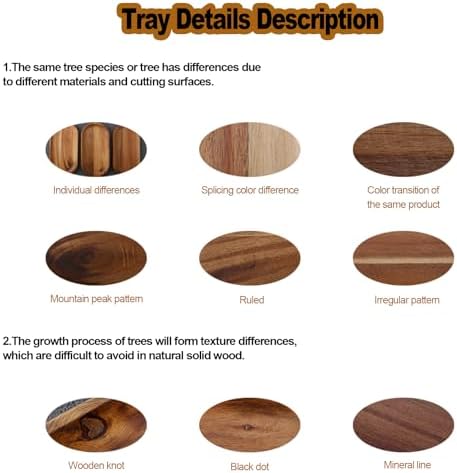 Small Wooden Tray, Oval Wood Serving Trays, Acacia Wood Platter for Coffee Tables, Dessert, Snack, Fruit, Bathroom Tray Charcuterie Board for Home Decor (M) - Image 7