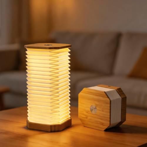 Vertical Accordion Bedside Table Lamp,Japanese Gifts Paper Lights by ZBOLE