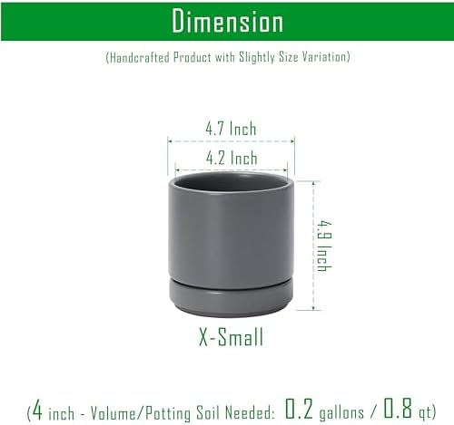 D'vine Dev 4.7 Inch Ceramic Planter Pot, Grey, 94-O-B-3 - Image 3
