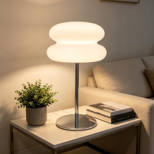 Bedroom Mushroom lamp, Medieval Modern Bedside Table lamp, dimmable Retro Egg Tart Headlight, Unique Home Mushroom Decoration Aesthetic Lovely Living Room Desk lamp (White) by Unknown