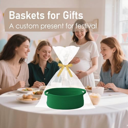 JMvicyroam Small Woven Basket, Empty Gift Basket, Green/1 Pack - Image 4