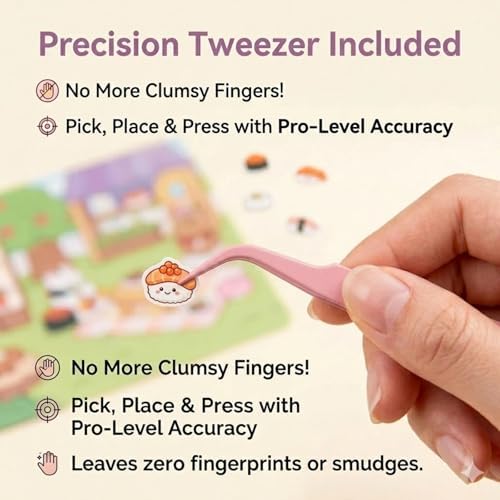 Soft 3D Landscape Sticker Set, Pink Tweezers - Image 4