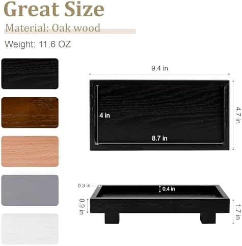 Bathroom Counter Tray Wooden Riser Display Kitchen Soap Holder, Black - Image 5