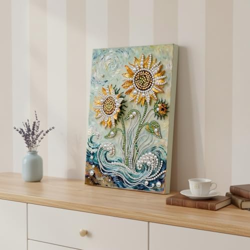 DIY Pearl Painting with Frame, Creative Design, Handmade Stress-Relieving Home Wall Decoration, Includes Frame and Tools-Sunflower - Image 3