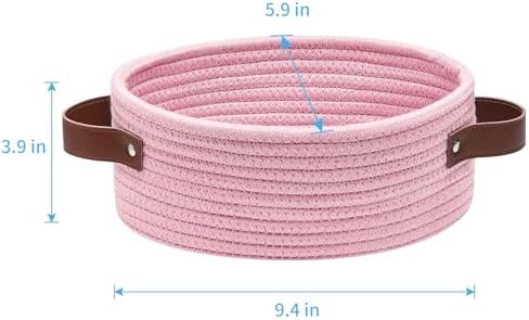 ABenkle Mini Woven Cotton Rope Storage Basket - Oval Decorative Shelf Gift Basket for Nursery, Empty - 9.4" x 5.9" x 3.9 - Image 2