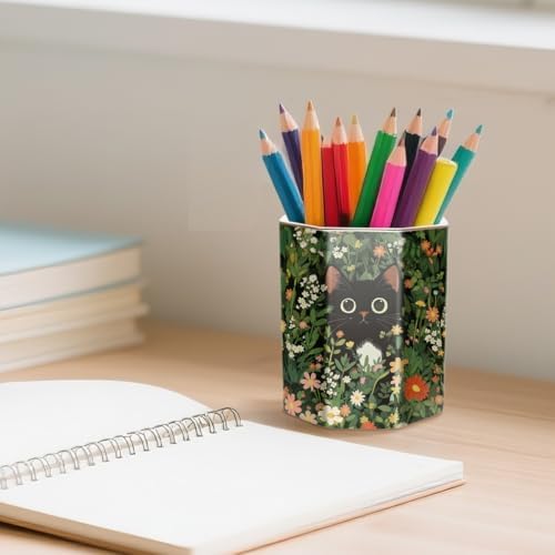Pen Holder, Pencil Cup for Desk, Cute Desk Organizer, Durable Ceramic Decorative Makeup Brush Desktop Accessories, Stylish Stationery for Office, Home, Cute Cat Pattern - Image 4