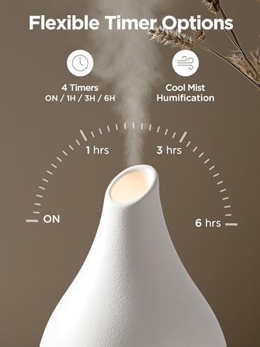 InnoGear 300ml Ceramic Essential Oil Diffuser, Diffusers for Home, White - Image 3