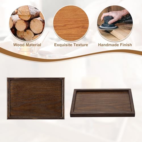 Wooden Serving Tray Rectangular Wood Serving Tray Decorative Platter, 9.8x7.1 Inch Fit for Home Decor Kitchen Coffee Table Candle Holder, (Brown) - Image 4