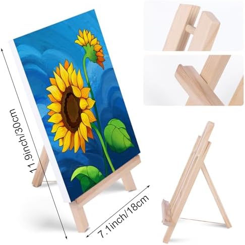 VOCHIC Paint and Sip kit Pre Drawn Canvas Painting Kit for Adults Kids, Canvas Painting Party Supplies Kit with Picture to Paint 1 Easel, 8 Acrylic Colors,3 Brush,1 Pallet Sunflower Art Set (8x10) - Image 4