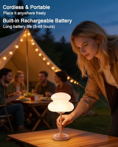 UMEXUS 13" Modern Small Cordless Table Lamp, Rechargeable Battery Operated - Image 5