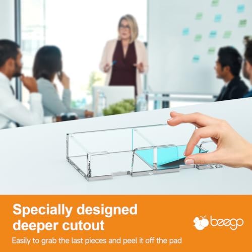 BEEGO Sticky Note Organizer - 3x3 in 2IN1 Crystal Clear Acrylic Notepad Holder Acrylic Sticky Note Dispenser Cute Memo Holder (NO Pads) for Dorm Room Office Desk Organization - Image 5