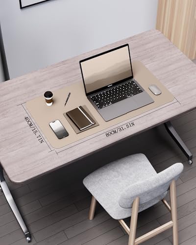 YSAGi Double-Sided Desk Pad, 35.4"x17" Leather Desk Mat, Eco Cork Desk Pad Protector,Large Mouse Pad,Waterproof Desk Blotter for Office/Home (Beige/Cork) - Image 2