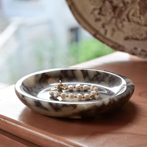 ZSHAWN Natural Marble Ring Dish Jewelry Tray, 5.5" Trinket Dish - Image 7