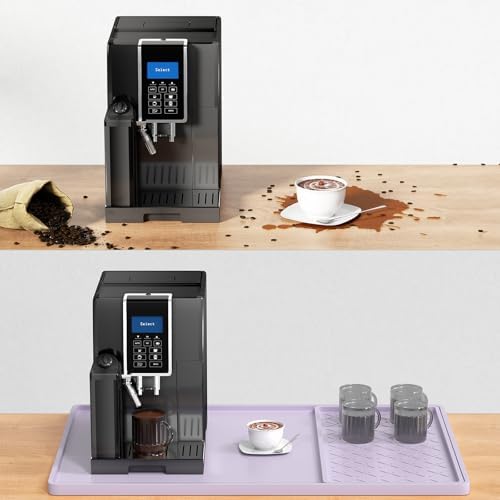Rnivvi Silicone Coffee Mat, 16" x 24" Waterproof Raised Edge Coffee Bar Mats for Espresso Machine Station Accessories, Heat Resistant Detachable Dish Drying Pad for Kitchen Counter, Dish Rack, Purple - Image 7