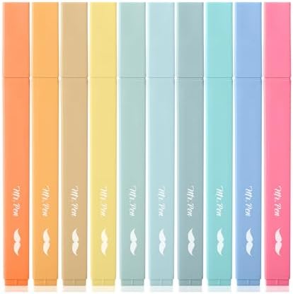 Mr. Pen- Aesthetic Highlighters No Bleed, 10 Pack, Assorted Colors | Chisel Tip, Cute Highlighters Assorted Colors for Journaling, Highlighting, Underlining, Fast Dry, Back to School Supplies by MrPen