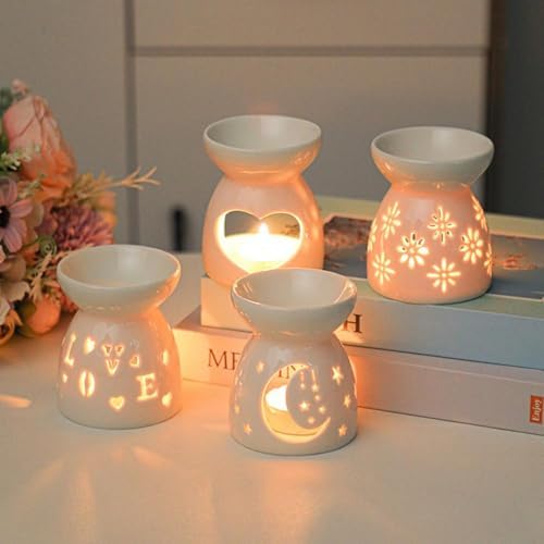 Ceramic Tea Light Candle Holder, Essential Oil Burner Wax Melt Burners Incense Aroma Diffuser Candle Tealight Holder Home Bedroom Decor Housewarming Gift - Image 3