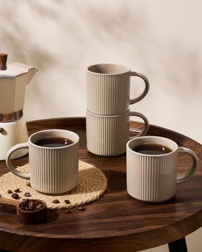 famiware Coffee Mug Set of 8, Star 12 oz Ceramic Mugs Cups Set with Handle - Image 3