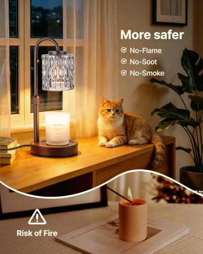 CASTLELIFE Dimmable Candle Warmer Lamp with Timer, Height Adjustable Candle Warmer for Jar Candles, Electric Wax Melt Warmer for Home Decor House Warming Gifts, Birthday Gifts for Women,Coffee- Glass - Image 4