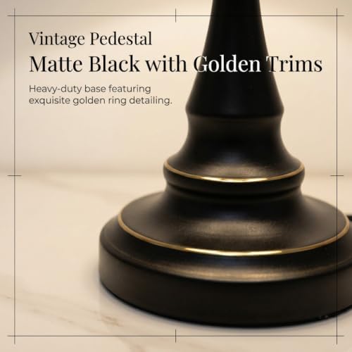 Traditional Table Lamp, Black Farmhouse Desk Lamp with Fabric Shade - Image 5