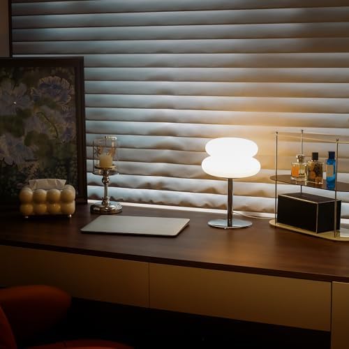 White Mushroom Lamp, Mid Century Modern Lamp for Nightstand, Dimmable Retro Egg Tart Bedside Lamps, Home Decor Ambient Lighting Aesthetic Cute Lamps for Bedroom Living Room (NOT Glass) - Image 6