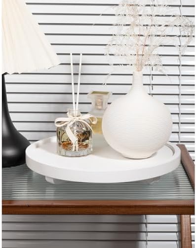 Round Decorative Tray Farmhouse Kitchen Decor Soap Dish, 11" White - Image 2