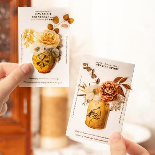 Alideco 120pcs Scrapbook Stickers Vintage Flowers Vase Scrapbooking Junk Journal Crafts Embelishment Decoration Stickers (ziyouhuayishi) - Image 5
