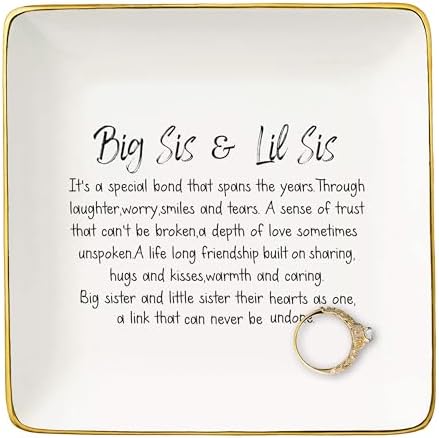 NZY Housewarming,Thanksgiving,New Year,Graduation,Moving, Birthday Christmas Gift for Little Sister Big Sister-Little and Big Sis Gift,Jewelry Tray Trinket Holder Ring Dish by NZY
