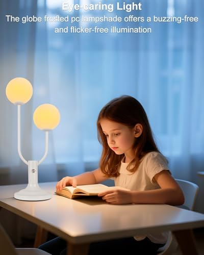 Lightdot Globe Table Lamp Mid Century Modern White Small Desk Lamp - Image 2