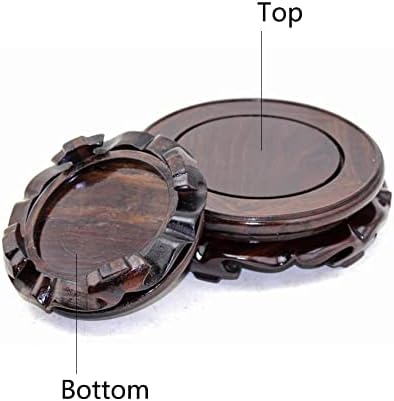 Oriental Furniture Wooden Display Stand Base Lotus Pedestal Vase Base Table Lamp Teapot Base Black Catalpa Furniture Stable Home Decoration Size7 (3.74x1.38in) - Image 3