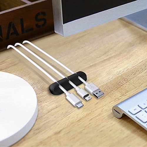 SOULWIT Cable Holder Clips, 3-Pack Cable Management Cord Organizer Clips Silicone Self Adhesive for Desktop USB Charging Cable Nightstand Power Cord Mouse Cable Wire PC Office Home - Black - Image 6