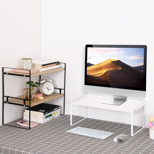 YGYQZ Desk Shelf Organizer, 1-Tier Desktop Bookshelf, White - Image 3