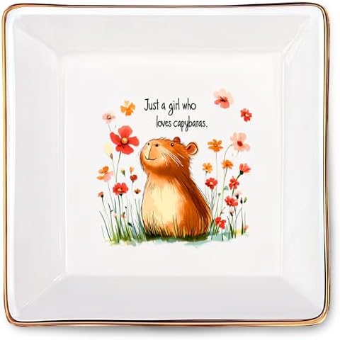 Capybara Jewelry Ring Holder Dish Tray, Gifts For Women Teens Girls, Capybara Lovers Themed Stuff Things Decor Merch,Home Room Ring Earrings Necklace Organizer Holder! by BJDAMAIGIFTSFORGIRLSKIDS