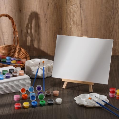 Qilery 12 Set Mini Canvas Painting Kit with Easel Paints, 6 x 8 Inch - Image 3