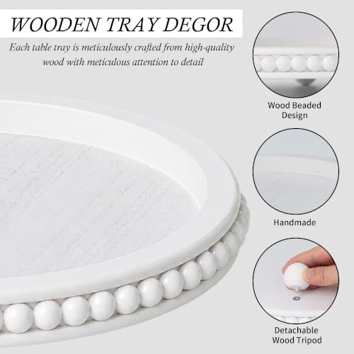 Decorative Coffee Table Tray, Round Wooden Tray for Decor - Image 5
