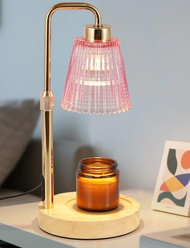 Pink Candle Warmer Lamp with 24h Cycle Timer, Dimmable Wax Melt Warmer by GODONLIF