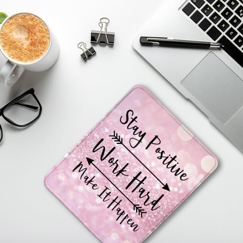 Inspirational Mouse Pad, Stay Positive Work Hard Make It Happen Motivational Positive Pink Glitter Mouse Pads for Wireless Mouse Computers Laptop Desk Accessories, 9.5x7.9 Inch - Image 4