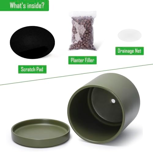 D'vine Dev 10 Inch Ceramic Planter Pot, Olive, 94-O-E-J - Image 4
