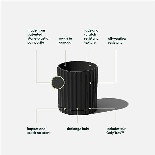 Veradek Demi Series Demi 6" Planter w/Tray - Black, 2 Pack - Image 2