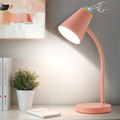 EJIAXIN Desk Lamps for Home Office - Small LED Desk Lamp Touch Dimmable Reading Light for College Dorm Room - Adjustable Flexible Gooseneck Table Lamp for Bedside Bedroom Nightstand Pink by WelcometoEJIAXIN