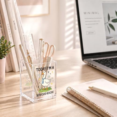 Funny Today I'm A Serious Goose Acrylic Pencil Holder Cup for Boss - Image 4