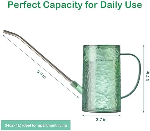 Small Watering Can for Indoor Plants - 34oz Leakproof Lightweight Pot with Long Spout & Bonus Shower Head, Indoor Watering Can for House Plants in Sage Green - Image 4