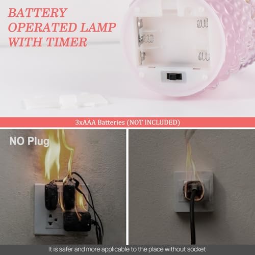 Small Battery Operated Lamp with Timer, Pearl, Purple - Image 4